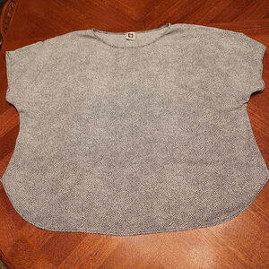 Women's Anne Klein Short Sleeve Tee L White Black Polka Dot A2